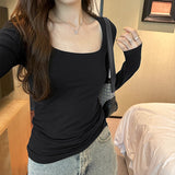 Collar Spice Girl Shoulder Long-Sleeved T-Shirt A New Autumn Style Slim And Thin Bottomed Shirt With A Pure Desire