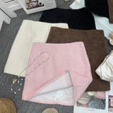 Real Shooting Pink Hair This Dress Girl Autumn And Winter High Waist A-Buffed Short Skirt Anti-Light One-Step Skirt
