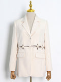 Zingj Women's Wear Autumn 2024 New Woven Stitching Hollow Out Light Luxury Style Short Suit