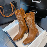 Travel Wearing Boots 2025 Autumn New Rough And Ethnic Knight Boots With Small Long