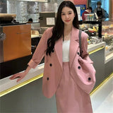 Zingj Version Suit Female Pink Suit Jacket Tea To Wear A Skirt Capable Temperament New Two Korean