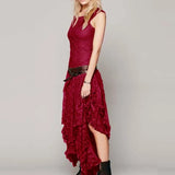 Station Fashion Women's Fashion Style Irregular High And Low Lace Skirt Sexy Long