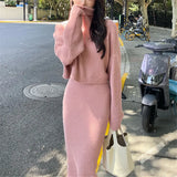 Zingj 2023 Socialite Royal Sister Fashion Senior Knit Top Skirt Two Sets Of Small Fragrant Wind Professional Suit Female-Outfit