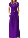 Elegant Long Summer Dress Women Short Sleeve Maxi Dress Ladies Party Casual Dresses Female Robe Femme Green Red