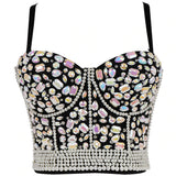 Handmade Sequin halter bustier corset crop top women summer indie tank party y2k top clubwear Cropped tube womens tops