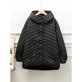 Light Down Jacket 2024 New Loose Simple Hooded Large Size White Duck Down Thin Coat-Outfit