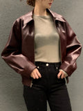 Fashion Trench Leather Jacket Women Streetwear Moto Biker Zipper Leather Jacket Casual High Street Cropped Leather