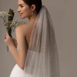 Youlapan V101 Luxury Moonshine Wedding Veil Golden Bridal Veil for Caftan Long 3M/5M Sparkle Veil Woalka Yarn with