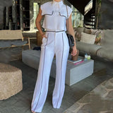 Zingj Summer New Casual Fashion And Simple Temperament Closed Waist Home Suit Pants-Outfit