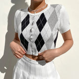 Ribbed Casual Tshirts Cotton Women Summer Short Sleeve Crop T Shirt Ladies Turn-down Collar Solid White Tee
