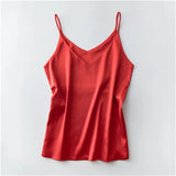 Summer Solid Sleeveless Crop Casual Camis Tank Tops Ladies V-Neck Female Vest Women Imitation Silk