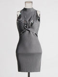 Sexy Hollow Kinesi Dress 2025 New Sleeveless Temperament Design Slimming