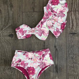 Shoulder Bikini Set 2021 Sexy Ruffle Swimwear Women Swimsuit High Waist Bathing Suit Beachwear Red Print Biquini