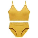 Lingerie Seamless Tops Set Low-waist Panties Women Wireless Underwear Suit Soft Padded Bras Set Backless Bralette
