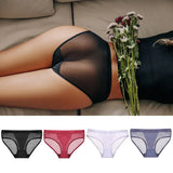 Black Women's Panties Low Waist Transparent Mesh Underpants Ladies Briefs Female Underwear Girl Panty Lingerie