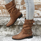 Zingj Size Women's Boots 2023 Autumn / Winter New Flat Bottom Low Heel Women's Boots Women's Batch- Outfit