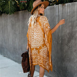 Print Dress Chiffon Tunic Plus Size Long Kimono Tunic Lady Loose Dresses 2022 Summer Clothes For Women Beach Dress