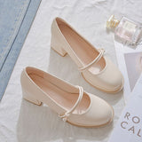Red Fairy Temperament Mary Treasure Shoes Women 2025 Summer New Thick Heel High-Heeled Women Pure Color Bion Fashion