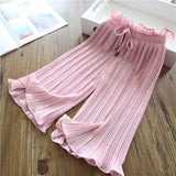 Pants Summer Elastic Chiffon Breathable Loose Wide Leg Pants Girl Clothes Casual Pleated Leggings for