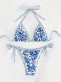 2025 New Printed Bikini Strapped Split Suit Women's Bikini