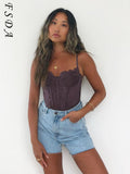 Sexy Black Lace Corset Top Crop Backless 2021 Summer Y2K Tank Top Women Tube Sleeveless Cami Off Shoulder