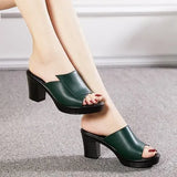 Women Slipper's 2021 Ladies Summer Slippers Genuine Leather Shoes Women High Heels Fashion Summer