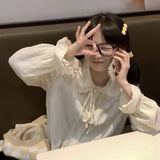 Kawaii Shirts Preppy Lolita Blouse Women Cute Long Sleeve Japan Autumn Fashion Vintage Lace Top School Girly
