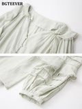 Vintage Ladies 2 Pieces Shorts Set V-neck Puff Sleeve Blouses &amp; Ruffles Elastic Waist Shorts 2022 Women Summer