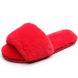 Fashion Red Black Women Slippers Indoor Plush Slippers Autumn Winter Female Flat Shoes Ladies Comfortable Fur