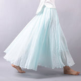 2020 Summer Women Skirt Linen Cotton Vintage Long Skirts Elastic Waist Boho Beige Pink Maxi Skirts Faldas