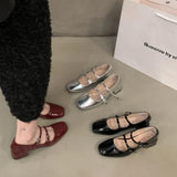 Red Mary Jane Shoes For Women's Shoes 2025 New Summer French Evening Black Spring And Autumn Single Shoes 211-1-Outfit