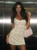 Women's Clothing 2024 Spring And Summer New Sexy Hot Lace Perspective Dress Hollow Sling Bag Hips Short