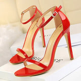 Shoes Super High Heels 11cm Women Shoes Patent Leather Woman Pumps Sexy Women Heels Stiletto Open Toe Ladies Shoes