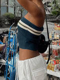 Knit Striped Bandeau Crop Top- Outfit