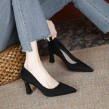 High Heels Women's Velvet Soft Soles Standing Not Tired Feet Flight Attendant Commuting Professional Black Work Shoes Single