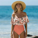 New Ruffle Swimwear Women One Piece Swimsuit Female Bathing Suit Off Shoulder Bodysuit Push Up Monokini Swimsuit Biquini