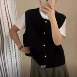 Version Short Knitted Vest Women's New 2024 Spring And Autumn Style Loose Inner Shoulder Folded Sleeveless