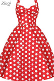 Women Polka Dot Dress Big Swing Vestidos Retro Robe Casual Prom Rockabilly Party Dress 50s 60s Pinup Vintage