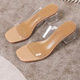 New Female Drag Fairy Outside The Wind Wearing Crystal Heel Fashion Shoes Transparent Word With High Heels Coarse