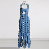 Spring 2025 New Fashion Sexy Cowboy Blue Film Design Escium High Sense Sling Dress