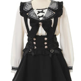 Kawaii Fashion High Waist Suspender Skirts Womens Sweet Bow Jupe Femme 2024 Summer Y2k Cute Falda