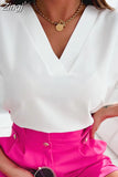 Neck Elegant Simple Blouse Fashion Summer Casual Women Short Sleeve Office Tops Mujer 2023 Ladies Shirts Woman Clothing