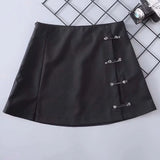 Mini Skirt Women Side split brooch High Waist Side Zipper Short Skirt Sexy Female A-Line Slim Hip Camo