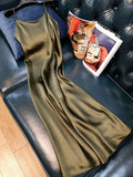 2022 Summer Women Long Satin Slip Dress Spaghetti Strap Elegant Lady Sexy Satin Party Dress Plus Size