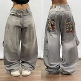 Loose Jeans Men's Vintage Print Hip Hop Gothic Street Wear Harajuku Men's Slacks-Outfit