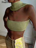 2022 Off Shoulder Black Y2K Tube Crop Tops Knitted Women Halter Neck Sleeveless Cami Beach Summer Tank Tops Sexy