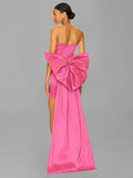 High-End Women's Sexy Folded Bag With A Bosom Dress Temperament Can Be Removed Large Bow Decorative