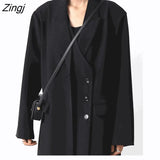 Fashion Women's Trench Coat New Laple Loose Single Breasted Double Placket Long Sleeve Windbreaker Autumn 2023