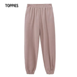 2021 Fitness White Sweatpants Women High Waist Pants Joggers Trousers Elastic Waist Loose