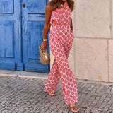 Spot 2025 Summer New Women's Fashion Diagonal Shoulder Sleeveless Long Print